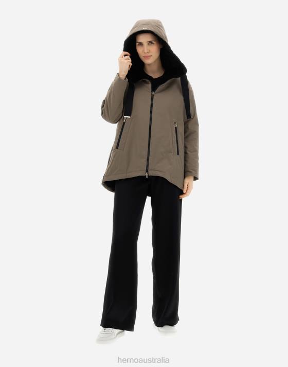 A-LINE JACKET IN KEYSTONE Herno Women Dark Taupe 2L0H292 Outerwear