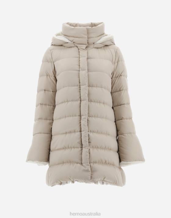 ARENDELLE AND FAUX FUR A-LINE JACKET Herno Women Light Beige 2L0H261 Outerwear