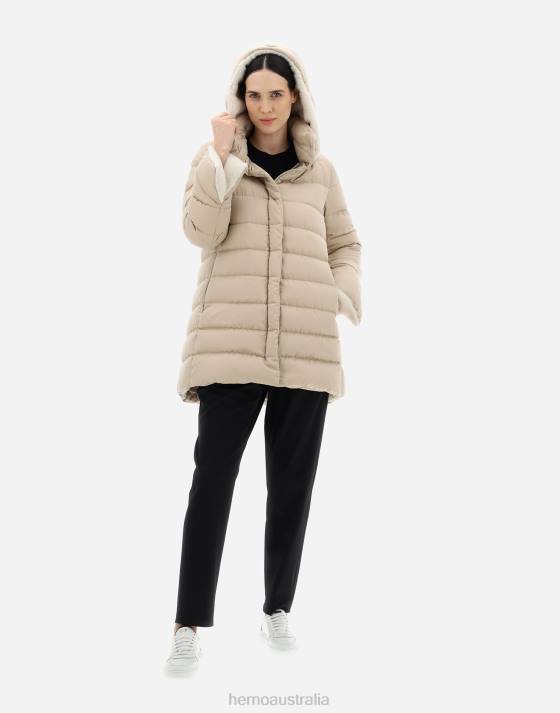 ARENDELLE AND FAUX FUR A-LINE JACKET Herno Women Light Beige 2L0H261 Outerwear