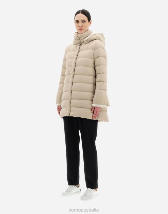 ARENDELLE AND FAUX FUR A-LINE JACKET Herno Women Light Beige 2L0H261 Outerwear