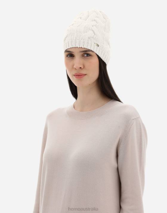 BEANIE IN COMFY INFINITY Herno Women Cream 2L0H189 Accessories