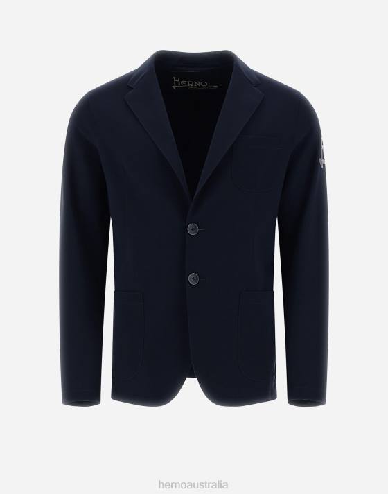 BLAZER IN NON-WASHED LIGHT SCUBA Herno Men Navy blue 2L0H807 Outerwear