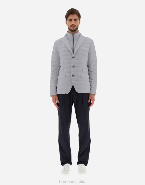 BLAZER IN NUAGE WITH MONOGRAM DETAILING Herno Men Light Grey 2L0H782 Outerwear