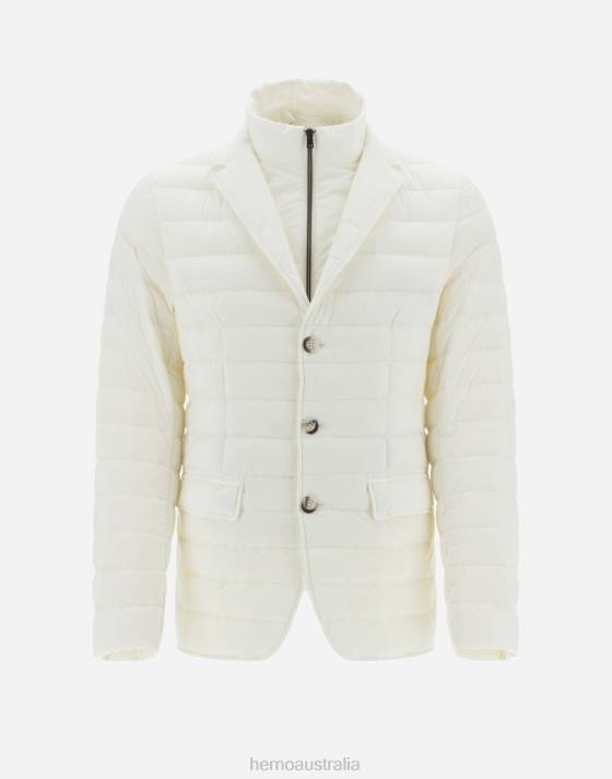 BLAZER IN NUAGE WITH MONOGRAM DETAILING Herno Men White 2L0H792 Outerwear