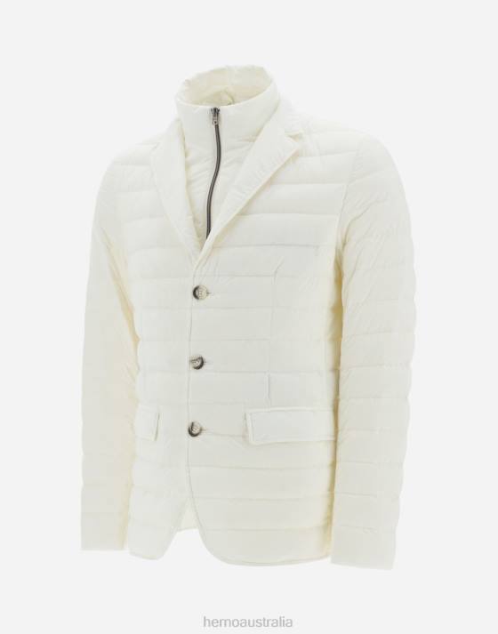 BLAZER IN NUAGE WITH MONOGRAM DETAILING Herno Men White 2L0H792 Outerwear