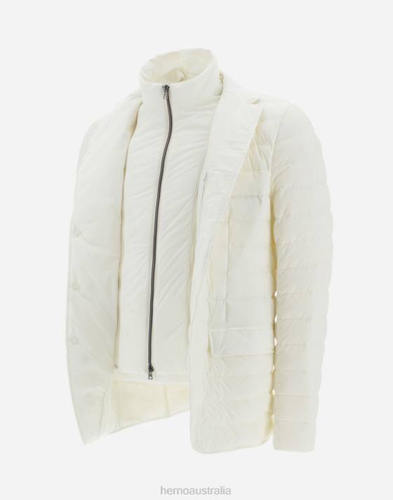 BLAZER IN NUAGE WITH MONOGRAM DETAILING Herno Men White 2L0H792 Outerwear