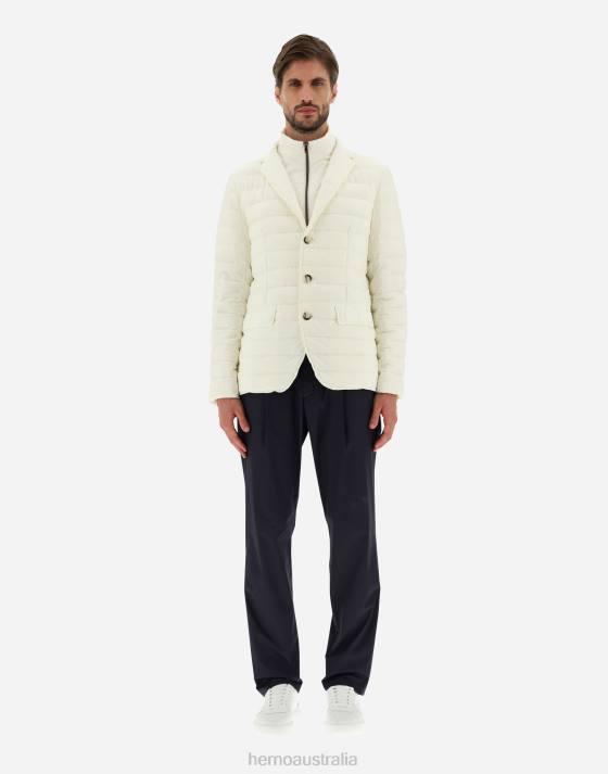 BLAZER IN NUAGE WITH MONOGRAM DETAILING Herno Men White 2L0H792 Outerwear