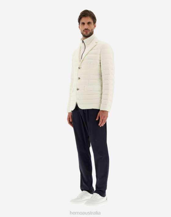 BLAZER IN NUAGE WITH MONOGRAM DETAILING Herno Men White 2L0H792 Outerwear