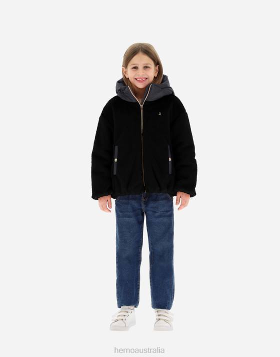 BOMBER IN FAUX FUR AND NYLON ULTRALIGHT Herno Kids Black 2L0H829 Outerwear