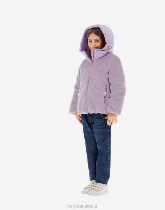 BOMBER IN FAUX FUR AND NYLON ULTRALIGHT Herno Kids Lilac 2L0H851 Outerwear