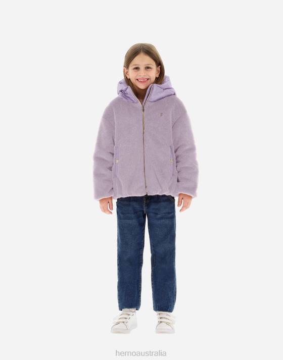 BOMBER IN FAUX FUR AND NYLON ULTRALIGHT Herno Kids Lilac 2L0H851 Outerwear