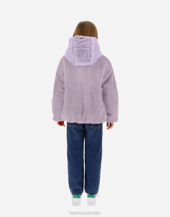 BOMBER IN FAUX FUR AND NYLON ULTRALIGHT Herno Kids Lilac 2L0H851 Outerwear