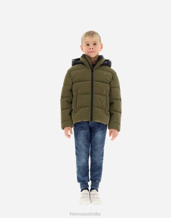 BOMBER JACKET IN IGLOO AND NYLON ULTRALIGHT Herno Kids Military 2L0H853 Outerwear