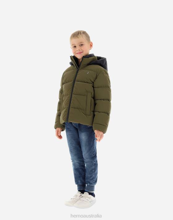 BOMBER JACKET IN IGLOO AND NYLON ULTRALIGHT Herno Kids Military 2L0H853 Outerwear