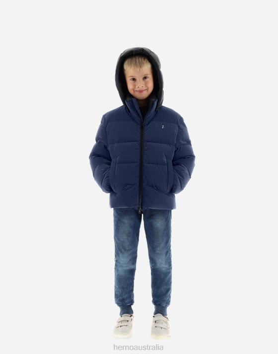 BOMBER JACKET IN IGLOO AND NYLON ULTRALIGHT Herno Kids New Blue 2L0H855 Outerwear