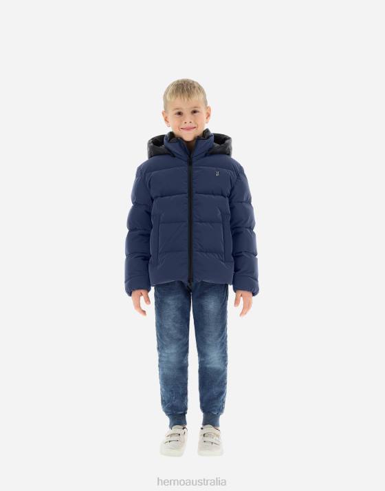 BOMBER JACKET IN IGLOO AND NYLON ULTRALIGHT Herno Kids New Blue 2L0H855 Outerwear