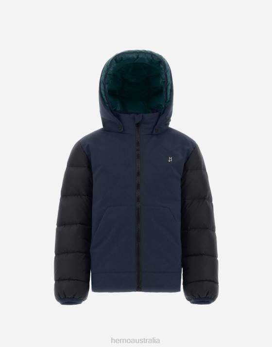 BOMBER JACKET IN KEYSTONE AND NYLON CHAMONIX Herno Kids Blue/Green 2L0H842 Outerwear