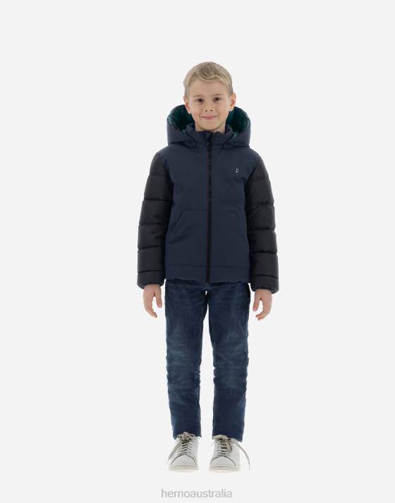 BOMBER JACKET IN KEYSTONE AND NYLON CHAMONIX Herno Kids Blue/Green 2L0H842 Outerwear