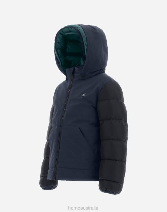 BOMBER JACKET IN KEYSTONE AND NYLON CHAMONIX Herno Kids Blue/Green 2L0H842 Outerwear