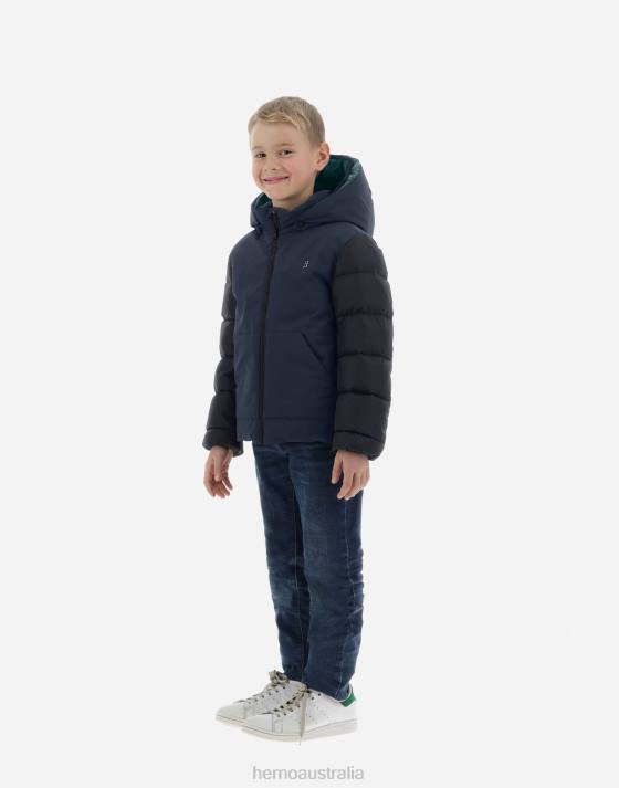 BOMBER JACKET IN KEYSTONE AND NYLON CHAMONIX Herno Kids Blue/Green 2L0H842 Outerwear