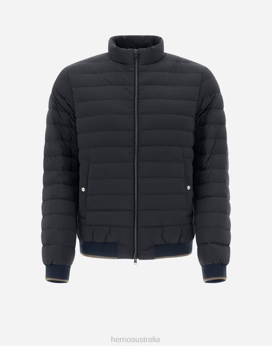 BOMBER JACKET IN NUAGE WITH MONOGRAM DETAILING Herno Men Navy Blue 2L0H776 Outerwear