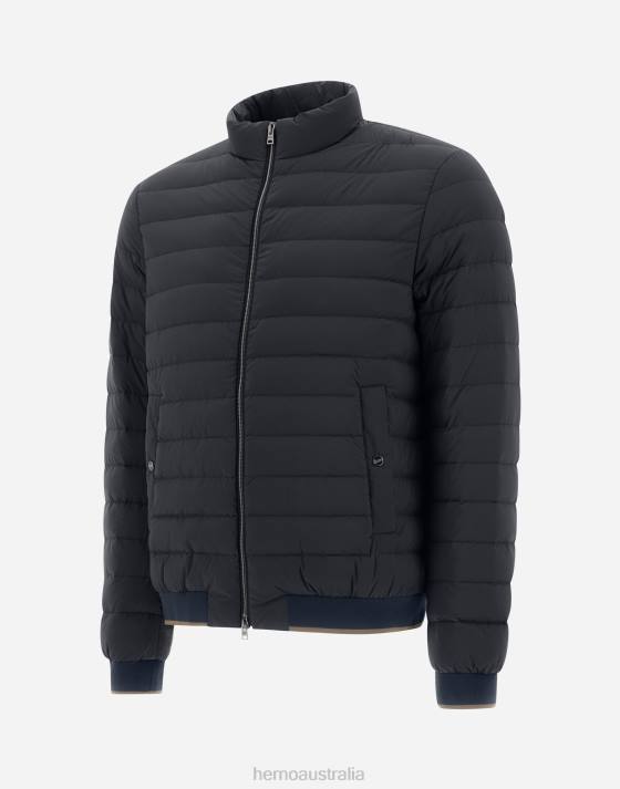 BOMBER JACKET IN NUAGE WITH MONOGRAM DETAILING Herno Men Navy Blue 2L0H776 Outerwear