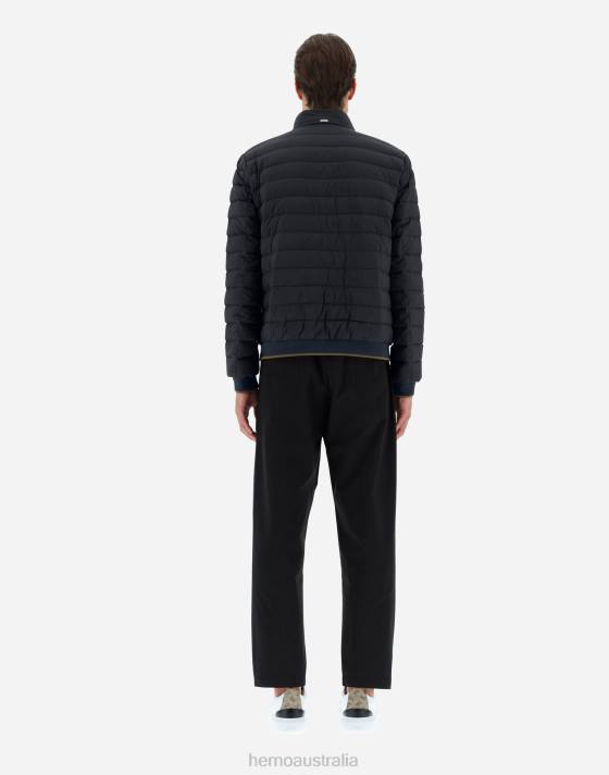 BOMBER JACKET IN NUAGE WITH MONOGRAM DETAILING Herno Men Navy Blue 2L0H776 Outerwear