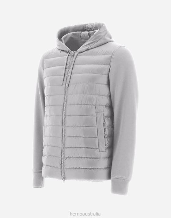 BOMBER JACKET IN NYLON ULTRALIGHT  FLEECE Herno Men Light Grey 2L0H773 Outerwear