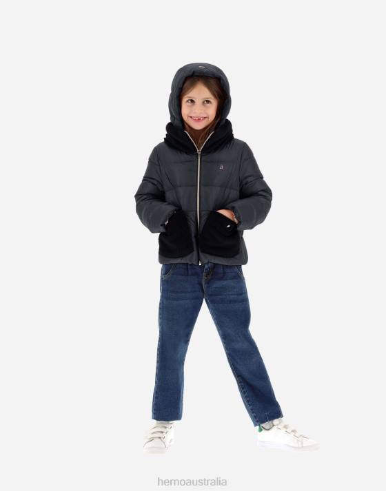 BOMBER JACKET IN NYLON ULTRALIGHT AND FAUX FUR Herno Kids Black 2L0H845 Outerwear