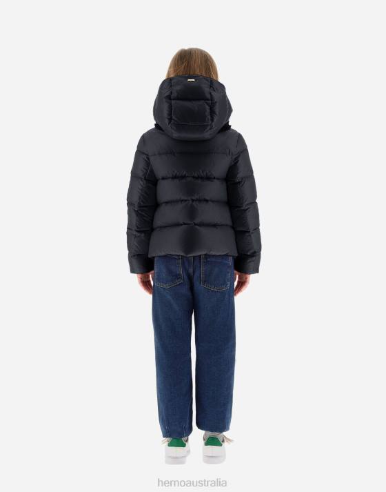 BOMBER JACKET IN NYLON ULTRALIGHT AND FAUX FUR Herno Kids Black 2L0H845 Outerwear