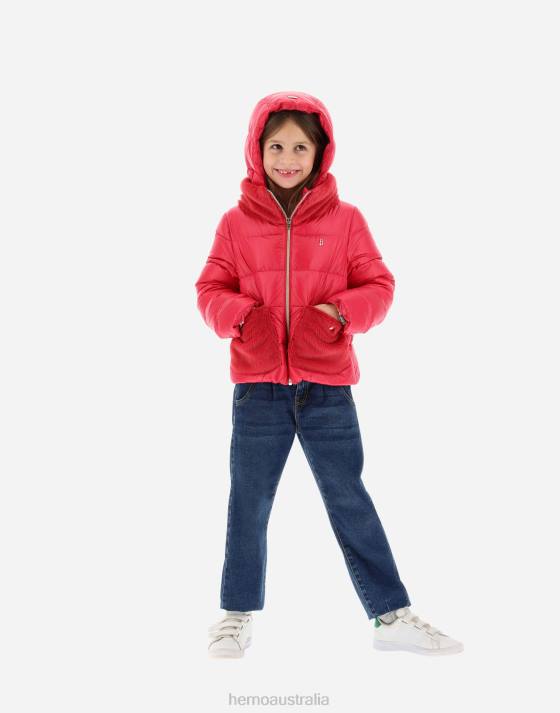 BOMBER JACKET IN NYLON ULTRALIGHT AND FAUX FUR Herno Kids Fuchsia 2L0H847 Outerwear