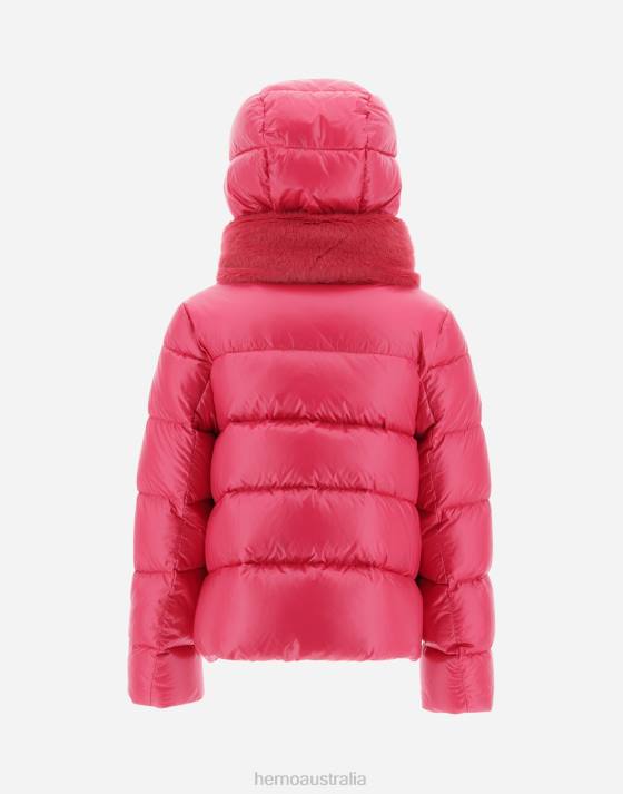 BOMBER JACKET IN NYLON ULTRALIGHT AND FAUX FUR Herno Kids Fuchsia 2L0H847 Outerwear