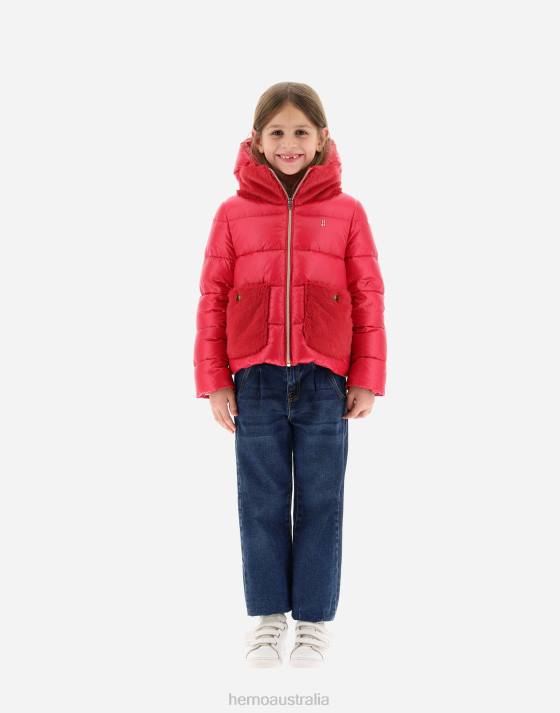 BOMBER JACKET IN NYLON ULTRALIGHT AND FAUX FUR Herno Kids Fuchsia 2L0H847 Outerwear