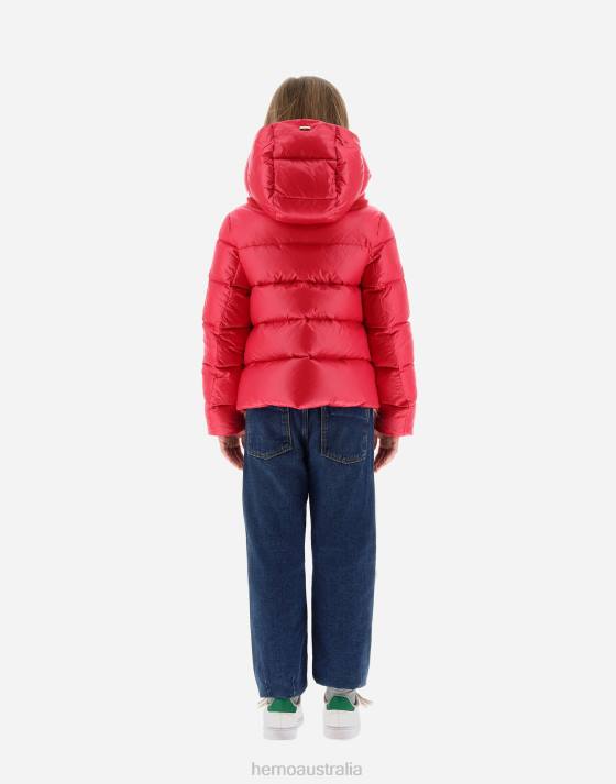 BOMBER JACKET IN NYLON ULTRALIGHT AND FAUX FUR Herno Kids Fuchsia 2L0H847 Outerwear