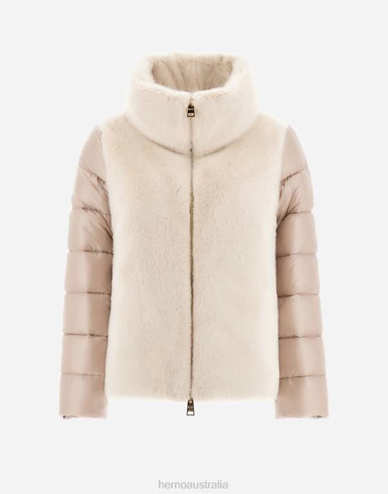 BOMBER JACKET IN NYLON ULTRALIGHT AND FAUX FUR Herno Women Chantilly 2L0H207 Outerwear