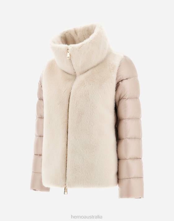 BOMBER JACKET IN NYLON ULTRALIGHT AND FAUX FUR Herno Women Chantilly 2L0H207 Outerwear