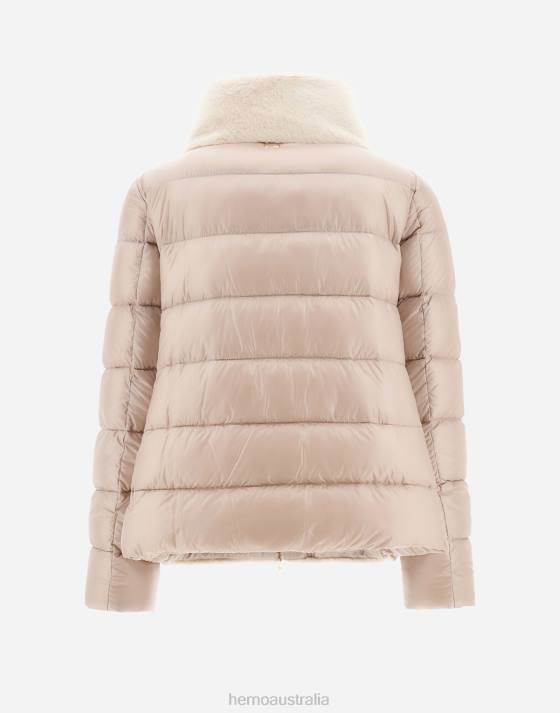 BOMBER JACKET IN NYLON ULTRALIGHT AND FAUX FUR Herno Women Chantilly 2L0H207 Outerwear