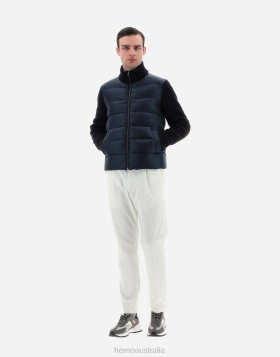 BOMBER JACKET IN NYLON ULTRALIGHT AND VANISE\ KNIT Herno Men Navy Blue 2L0H533 Outerwear