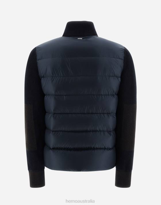 BOMBER JACKET IN NYLON ULTRALIGHT AND VANISE\ KNIT Herno Men Navy Blue 2L0H533 Outerwear