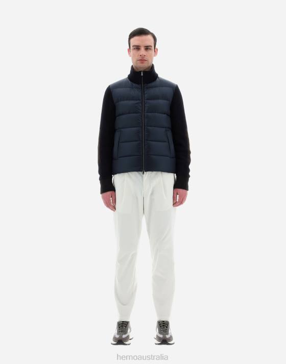 BOMBER JACKET IN NYLON ULTRALIGHT AND VANISE\ KNIT Herno Men Navy Blue 2L0H533 Outerwear