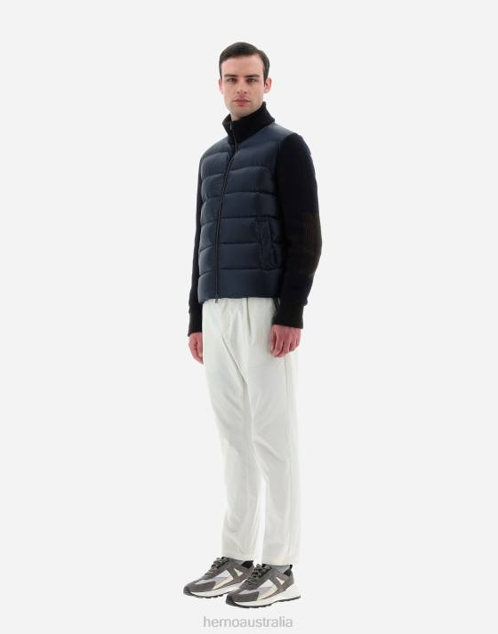 BOMBER JACKET IN NYLON ULTRALIGHT AND VANISE\ KNIT Herno Men Navy Blue 2L0H533 Outerwear