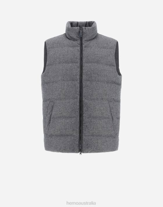 CASHMERE AND SILK SLEEVELESS JACKET Herno Men Light Grey/Dark Grey 2L0H706 Outerwear