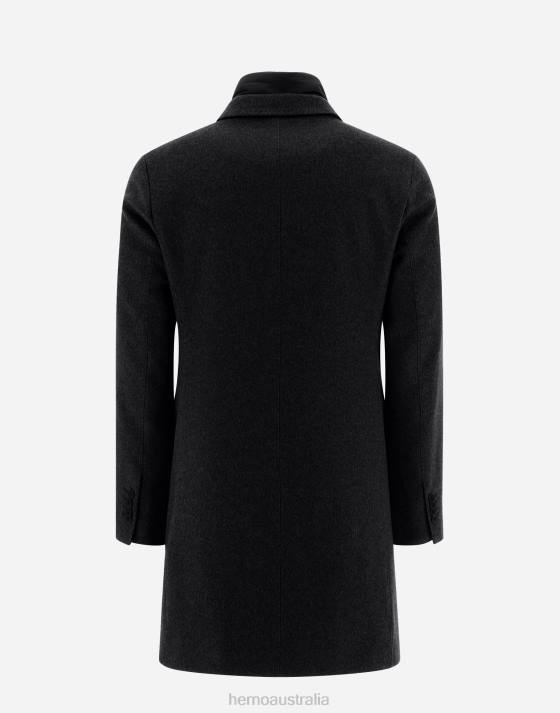 CASHMERE COAT WITH NYLON ULTRALIGHT BIB Herno Men Black 2L0H548 Outerwear