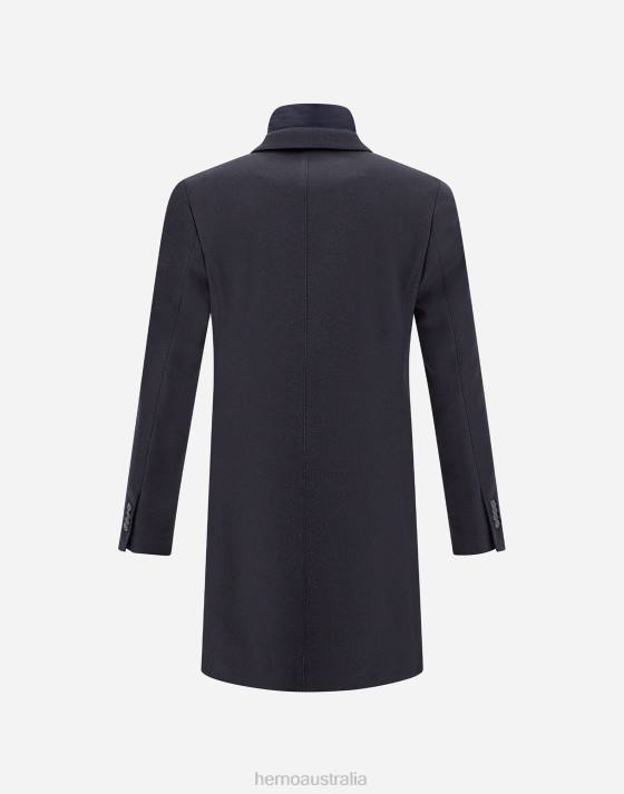 CASHMERE COAT WITH NYLON ULTRALIGHT BIB Herno Men Blue Dark 2L0H602 Outerwear