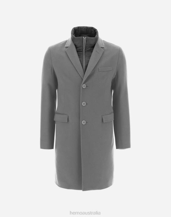 CASHMERE COAT WITH NYLON ULTRALIGHT BIB Herno Men Grey 2L0H656 Outerwear