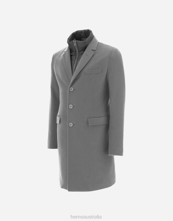 CASHMERE COAT WITH NYLON ULTRALIGHT BIB Herno Men Grey 2L0H656 Outerwear