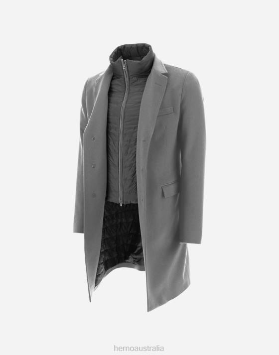 CASHMERE COAT WITH NYLON ULTRALIGHT BIB Herno Men Grey 2L0H656 Outerwear