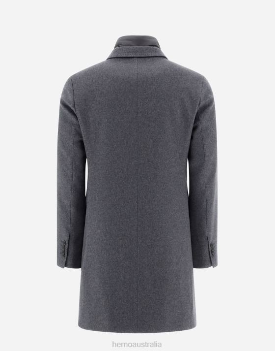 CASHMERE COAT WITH NYLON ULTRALIGHT BIB Herno Men Grey 2L0H695 Outerwear