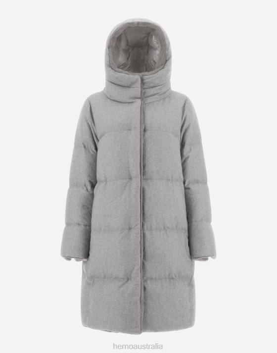 CASHMERE SILK AND FAUX FUR PARKA Herno Women Light Grey 2L0H172 Outerwear