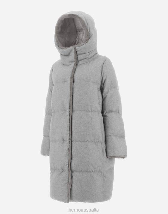 CASHMERE SILK AND FAUX FUR PARKA Herno Women Light Grey 2L0H172 Outerwear